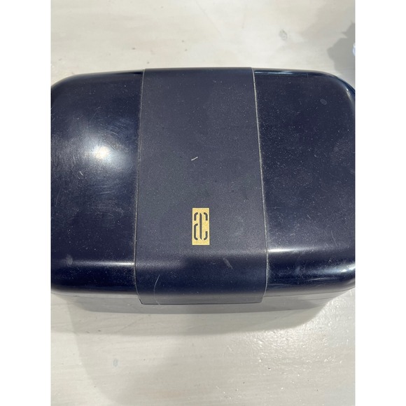 Vintage hard Case‎ Cosmetic Makeup Organizer Box Navy Blue - Picture 1 of 3